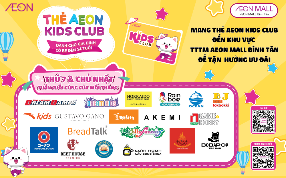 KIDS CLUB ĐÃ ĐẾN AEON MALL BÌNH TÂN - THAM GIA NGAY