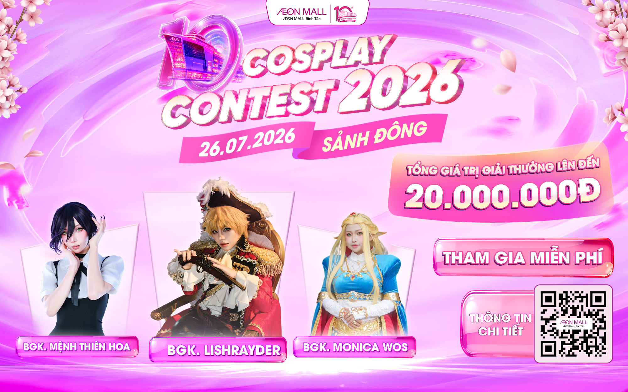 Cosplay Contest 2026 Tại AEON MALL Bình Tân: Tổng Giải Thưởng 20 Triệu Đồng