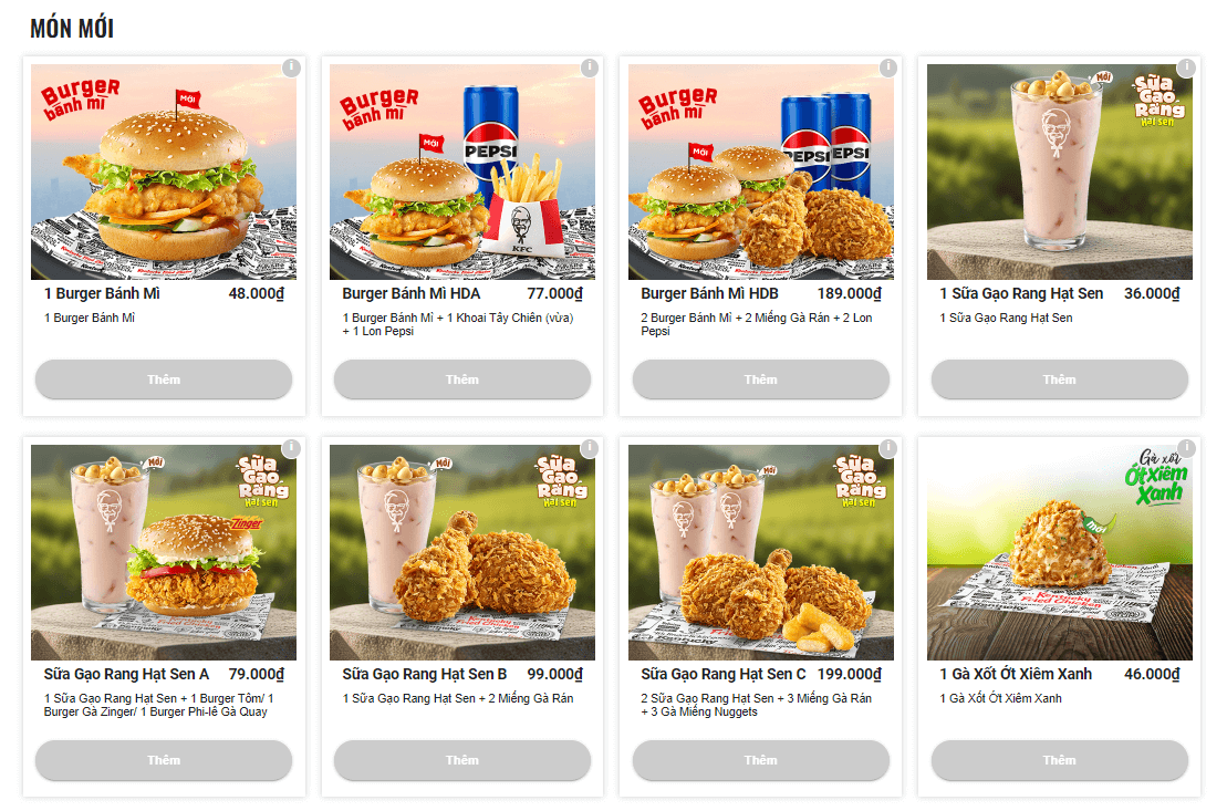 Menu KFC - Gà Rán Nổi Tiếng Toàn Cầu