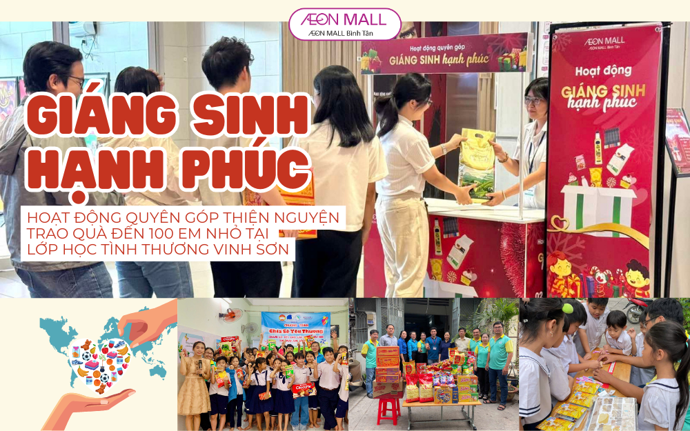 AEON MALL Bình Tân tô điểm mùa Giáng sinh cho 100 em nhỏ lớp học tình thương Vinh Sơn