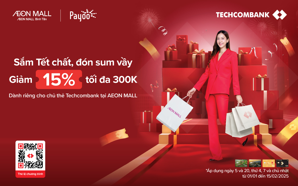 Hoàn tiền 15% dành cho chủ thẻ Techcombank