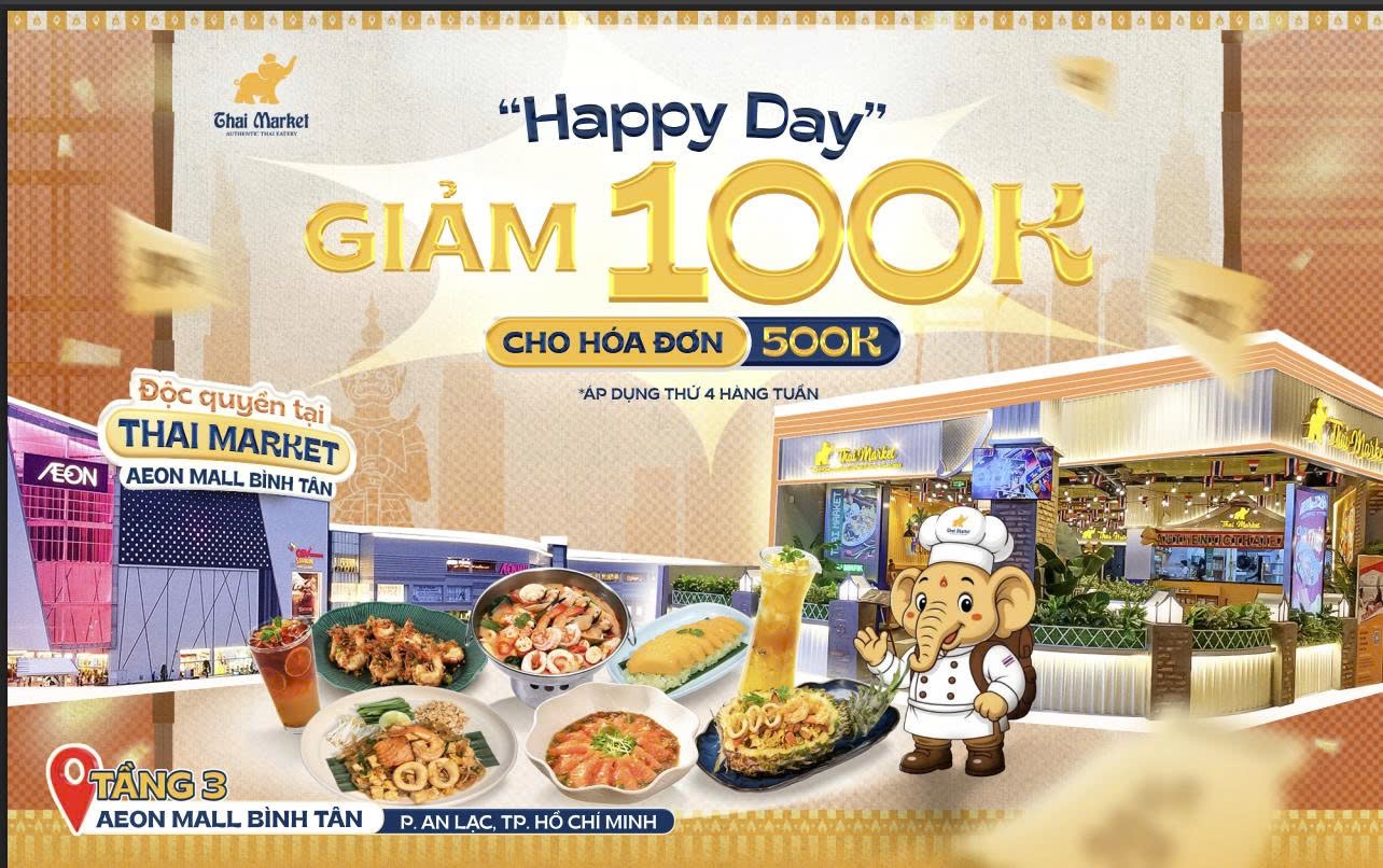 HAPPY DAY - Giảm 100k cho hoá đơn 500k áp dụng thứ 4 hàng tuần