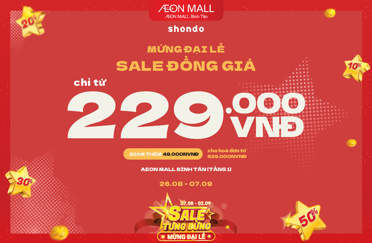 SHONDO MỪNG ĐẠI LỄ - SALE ĐỒNG GIÁ 229.000 VNĐ