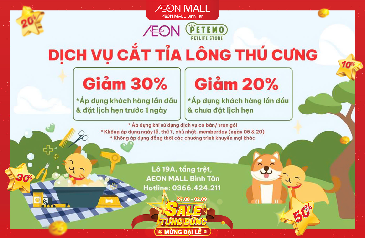 PETEMO GROOMING – GIẢM ĐẾN 30% CHO THÚ CƯNG LẦN ĐẦU TRẢI NGHIỆM