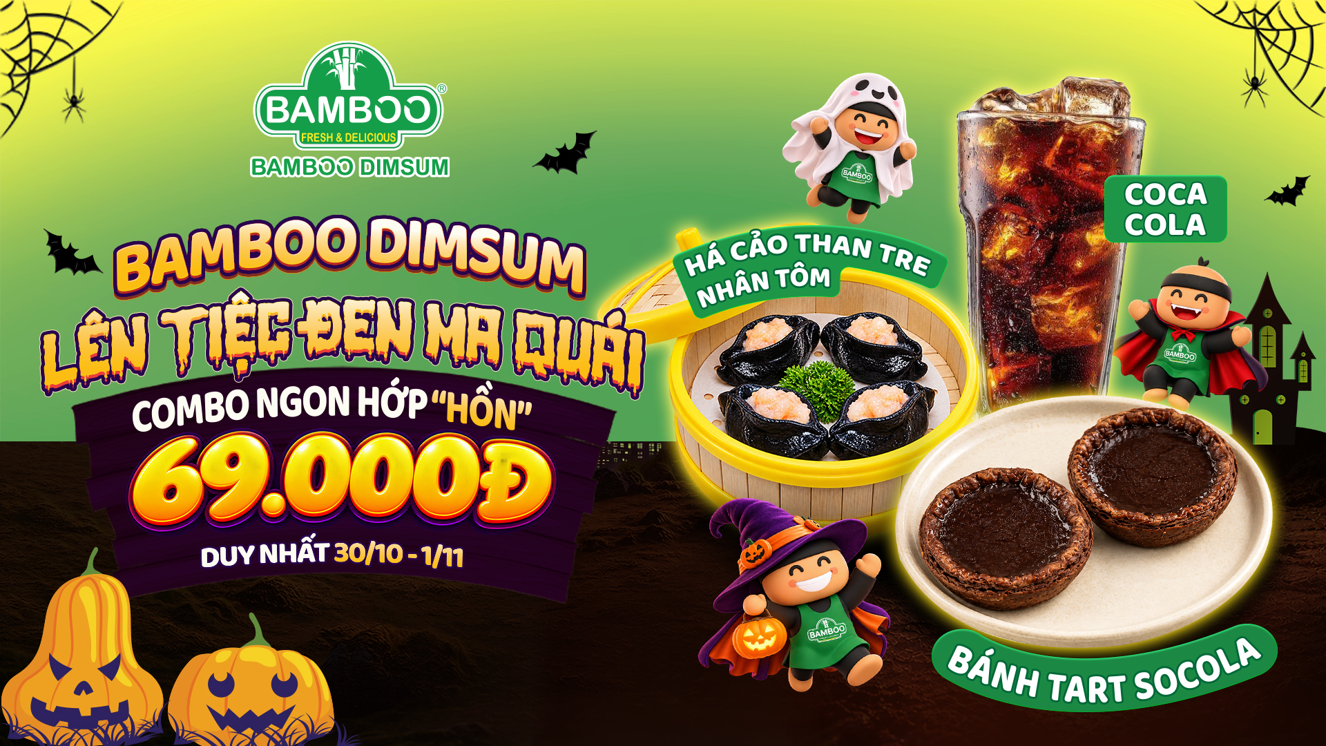 Bamboo Dimsum lên tiệc đen ma quái - Combo ngon hớp “hồn” 69.000Đ