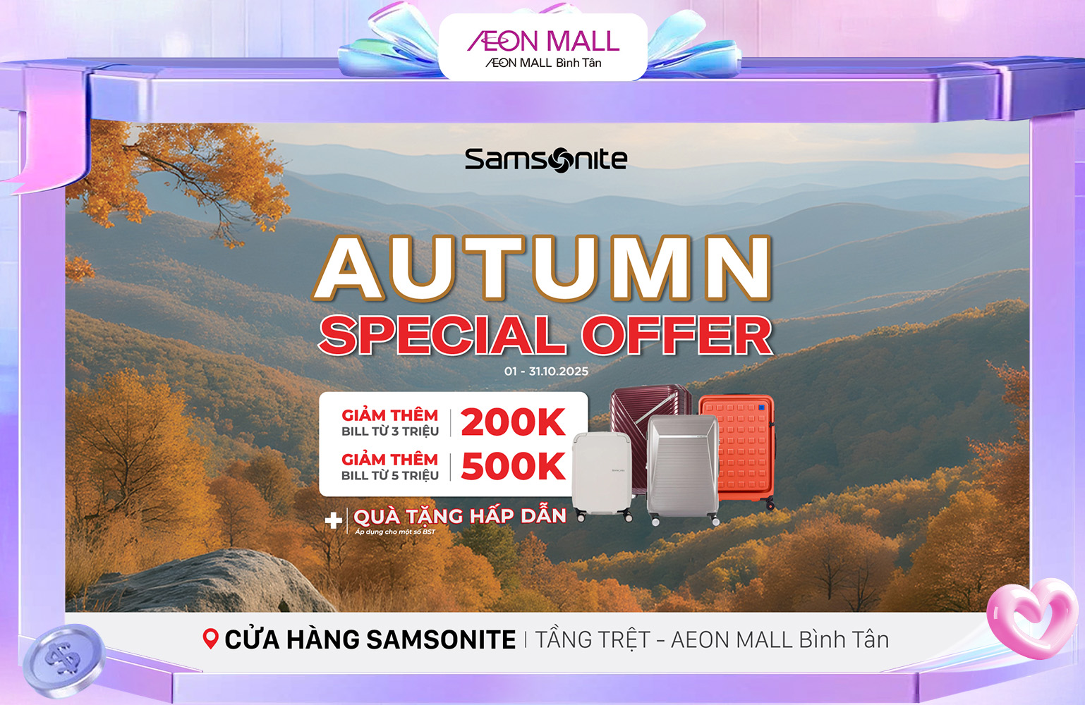 Autumn Offers | Sở hữu Vali, balo, túi xách Samsonite với GIÁ ĐẶC BIỆT