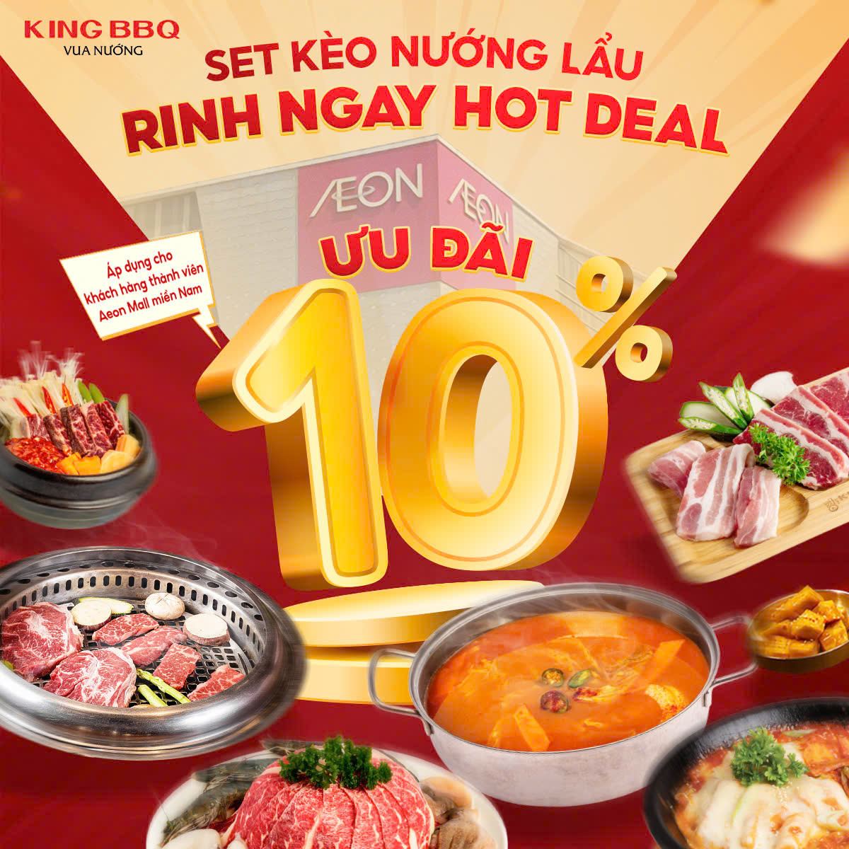 Giảm 10% cho khách hàng có App hoặc Thẻ thành viên AEON MALL