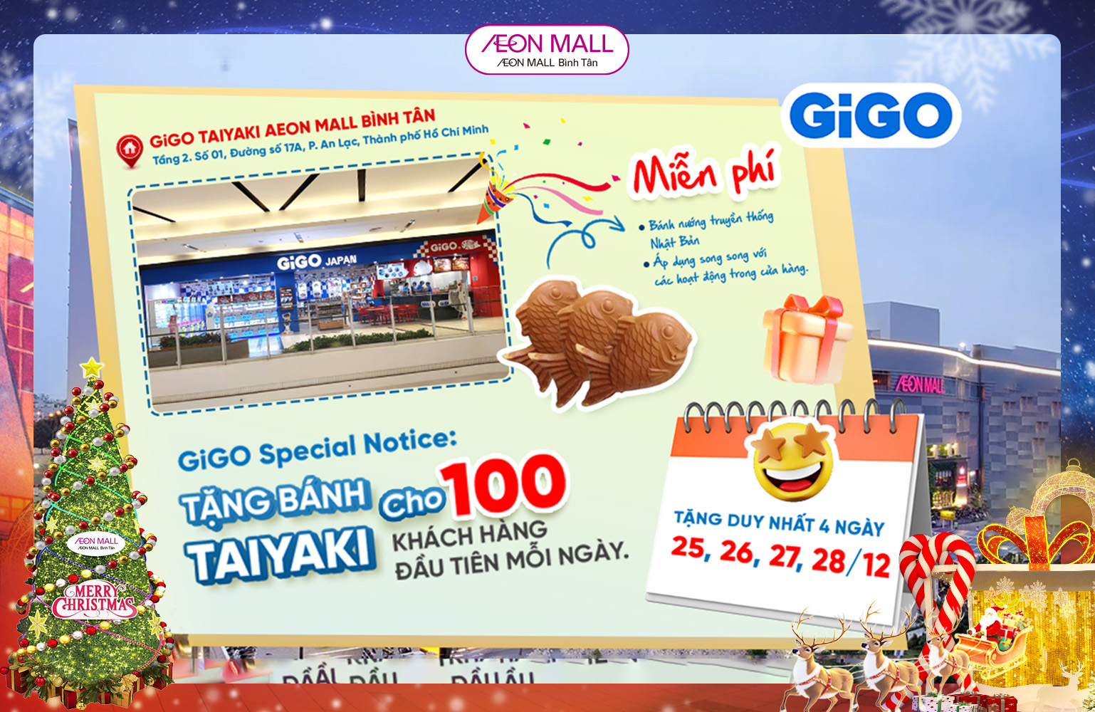 GIGO SPECIAL NOTICE: TẶNG BÁNH TAIYAKI MIỄN PHÍ TẠI AEON MALL BÌNH TÂN