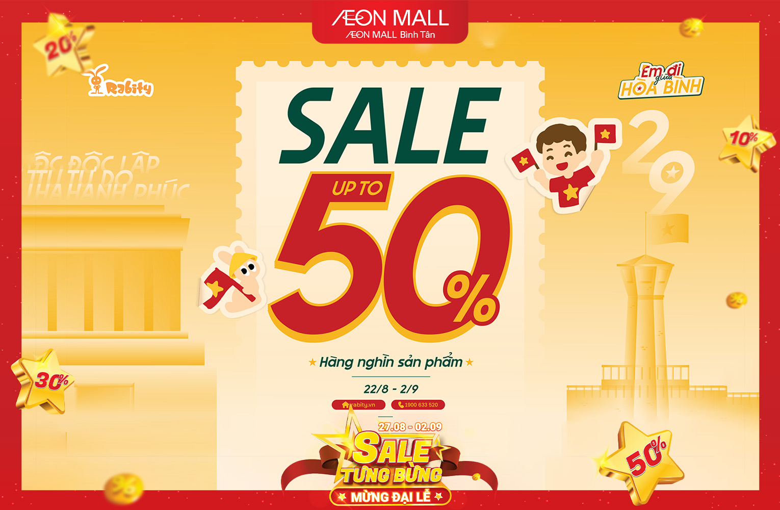 Sale tưng bừng - Mừng đại lễ, Rabity giảm đến 50% hàng ngàn sản phẩm