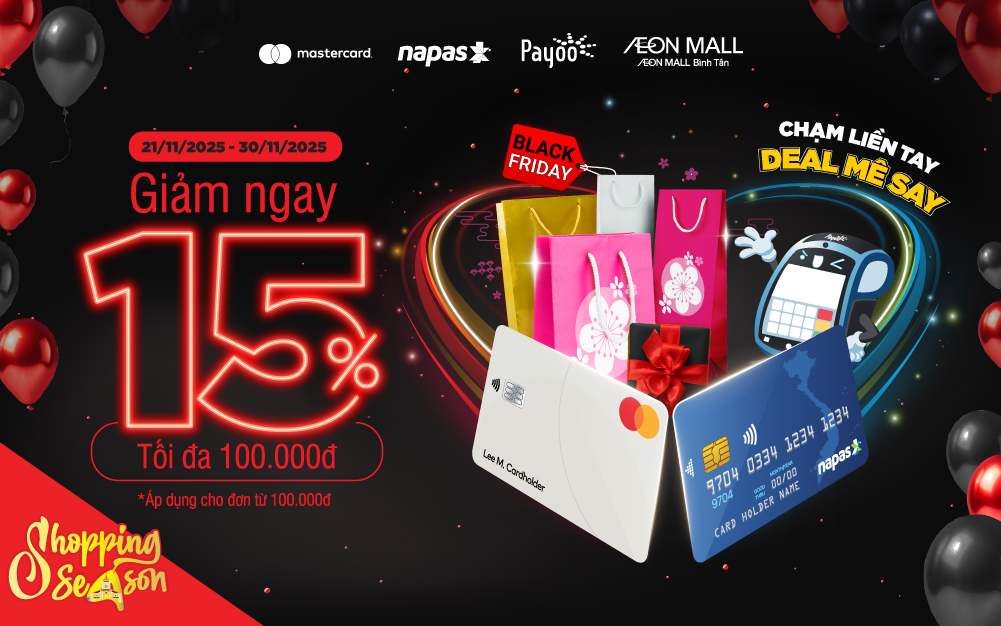 GIẢM 15% KHI THANH TOÁN QUA NAPAS/MASTERCARD NHÂN DỊP BLACK FRIDAY
