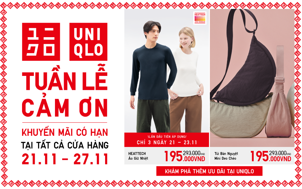 KHUYẾN MÃI CÓ HẠN TẠI UNIQLO NHÂN DỊP TUẦN LỄ CẢM ƠN 21.11 - 27.11