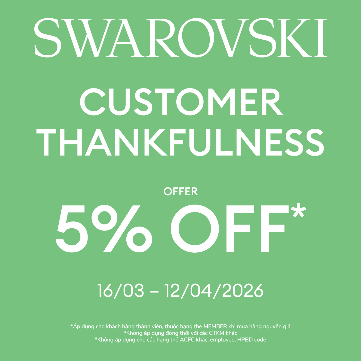 SWAROVSKI | CUSTOMER THANKFULNESS - OFFER 5% OFF