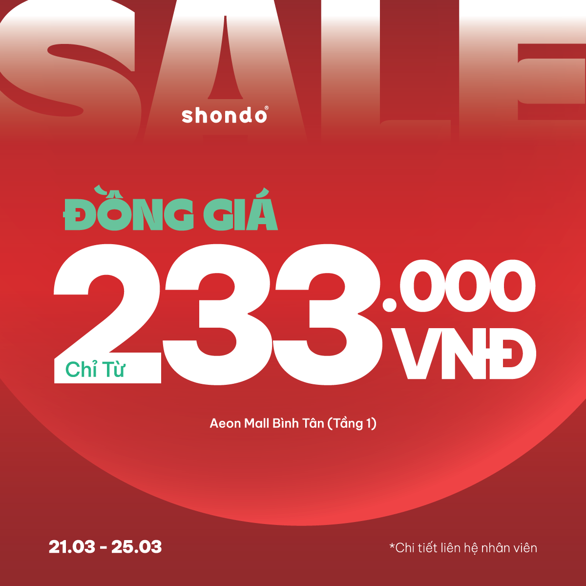 SALE ĐỒNG GIÁ CHỈ TỪ 233.000 VNĐ 
