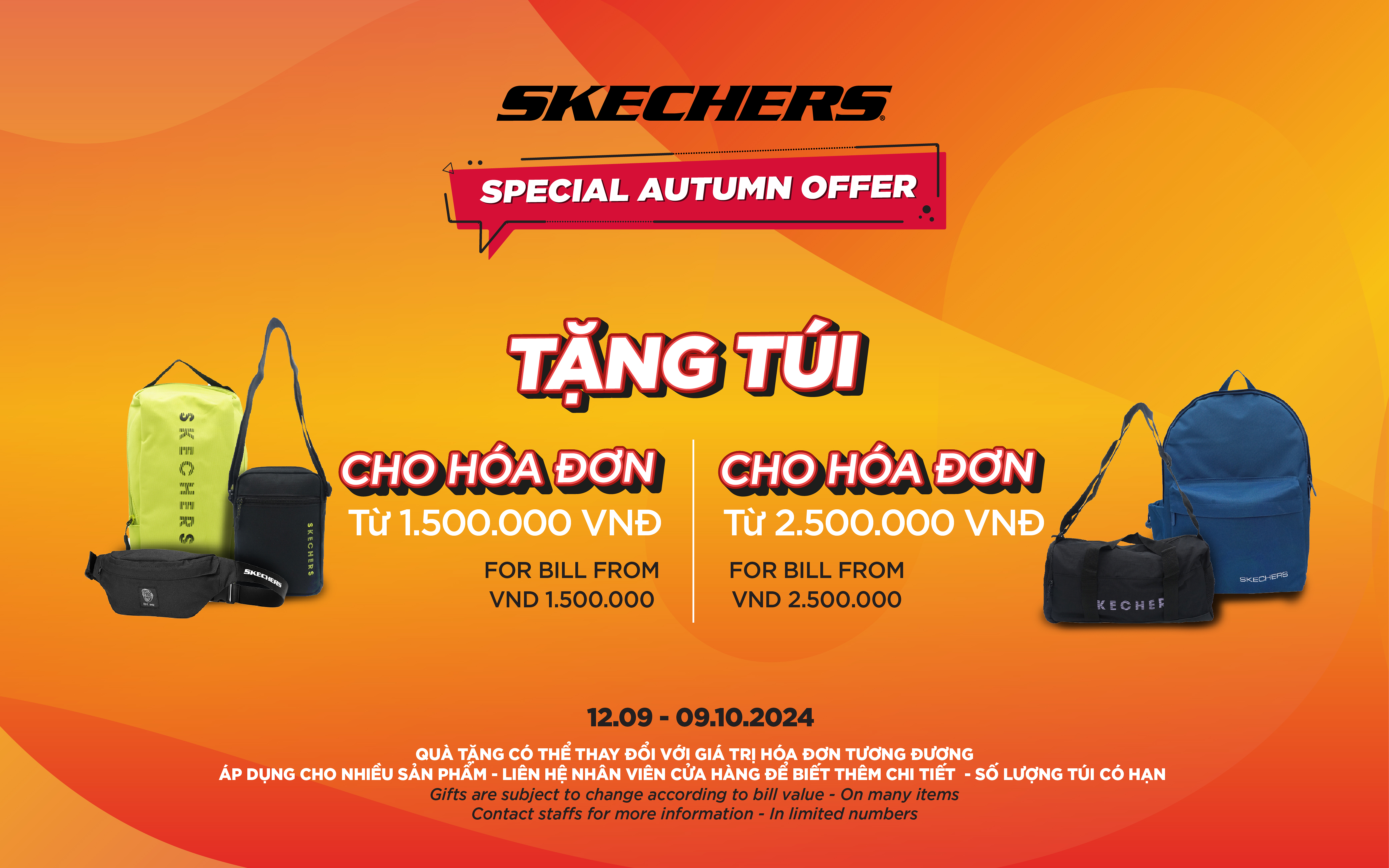 SPECIAL AUTUMN OFFER FROM SKECHERS | TẶNG TÚI CHO ĐƠN HÀNG TỪ 1.500.000 VNĐ