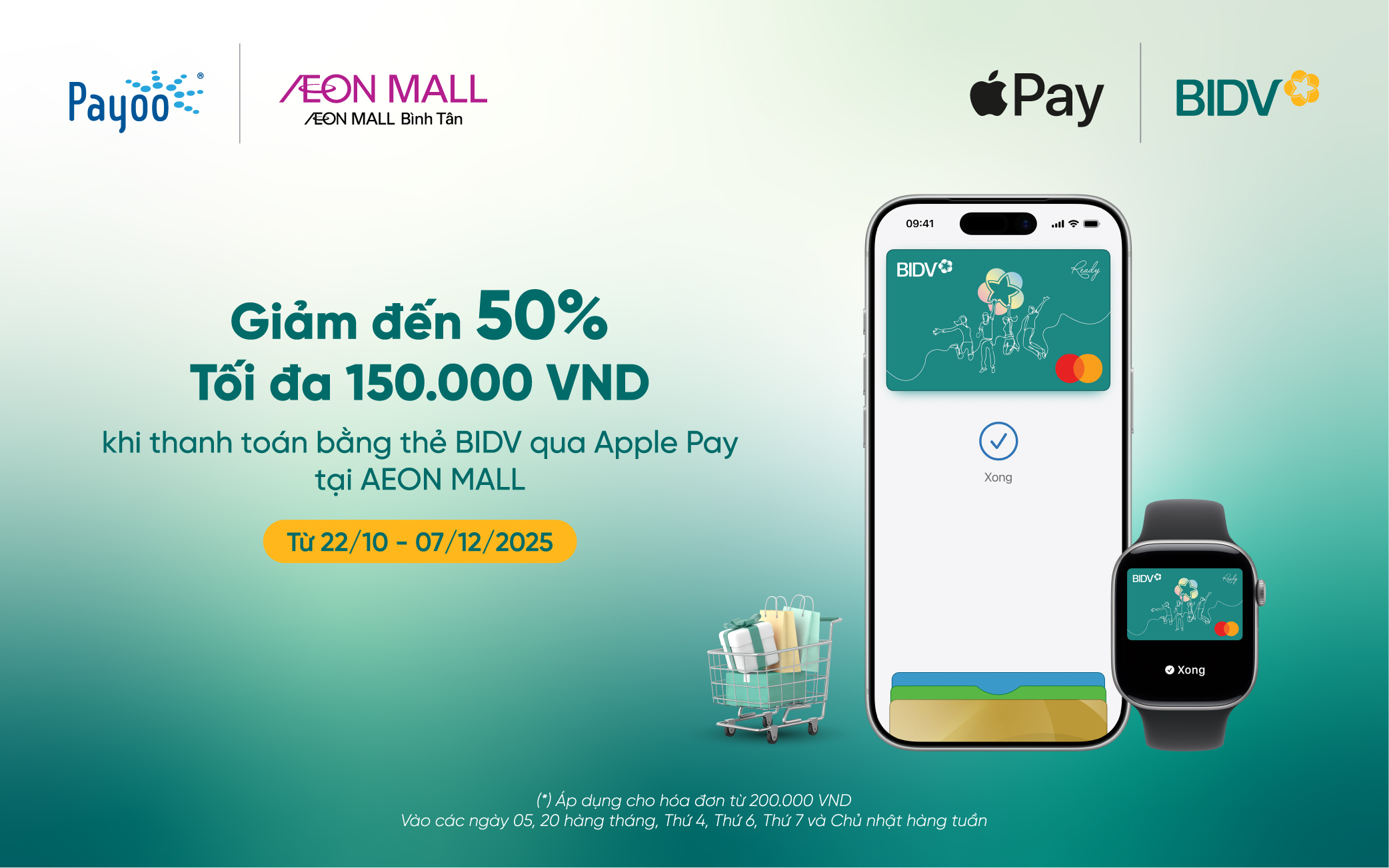 BIDV APPLE PAY - MUA SẮM ƯU ĐÃI TƯNG BỪNG ĐẾN 50% tại AEON MALL BÌNH TÂN