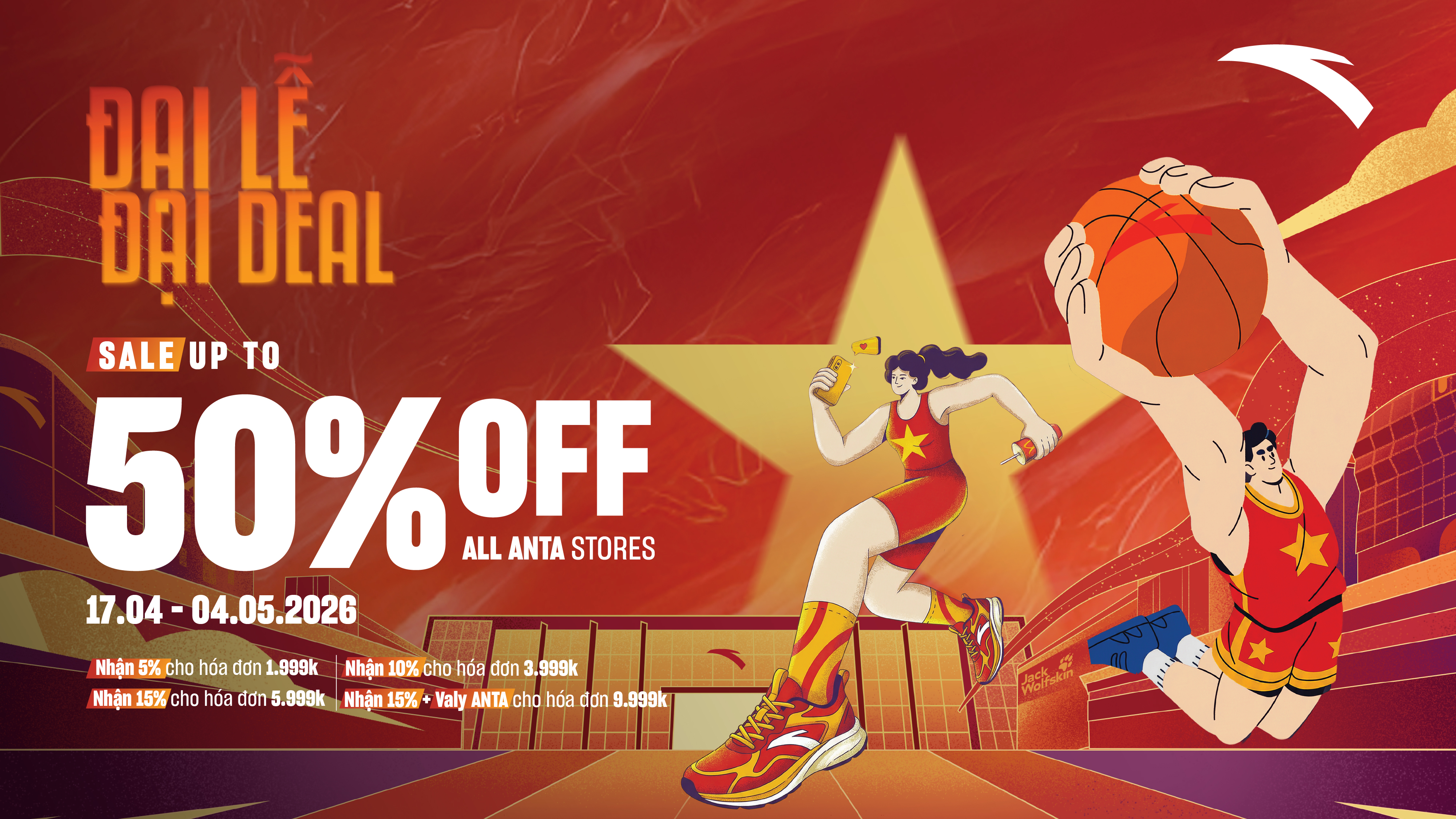 ANTA SALE CHỒNG SALE ĐÓN ĐẠI LỄ, GIẢM SỐC TỚI 50% VÀ HƠN THẾ NỮA