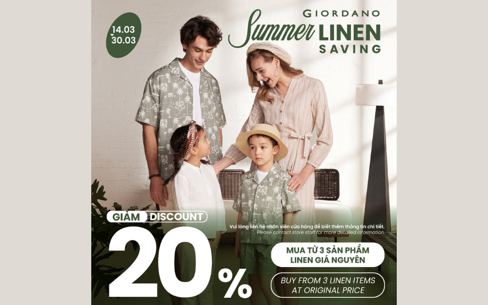 SUMMER LINEN SAVING - ƯU ĐÃI CHỈ CÓ TẠI GIORDANO