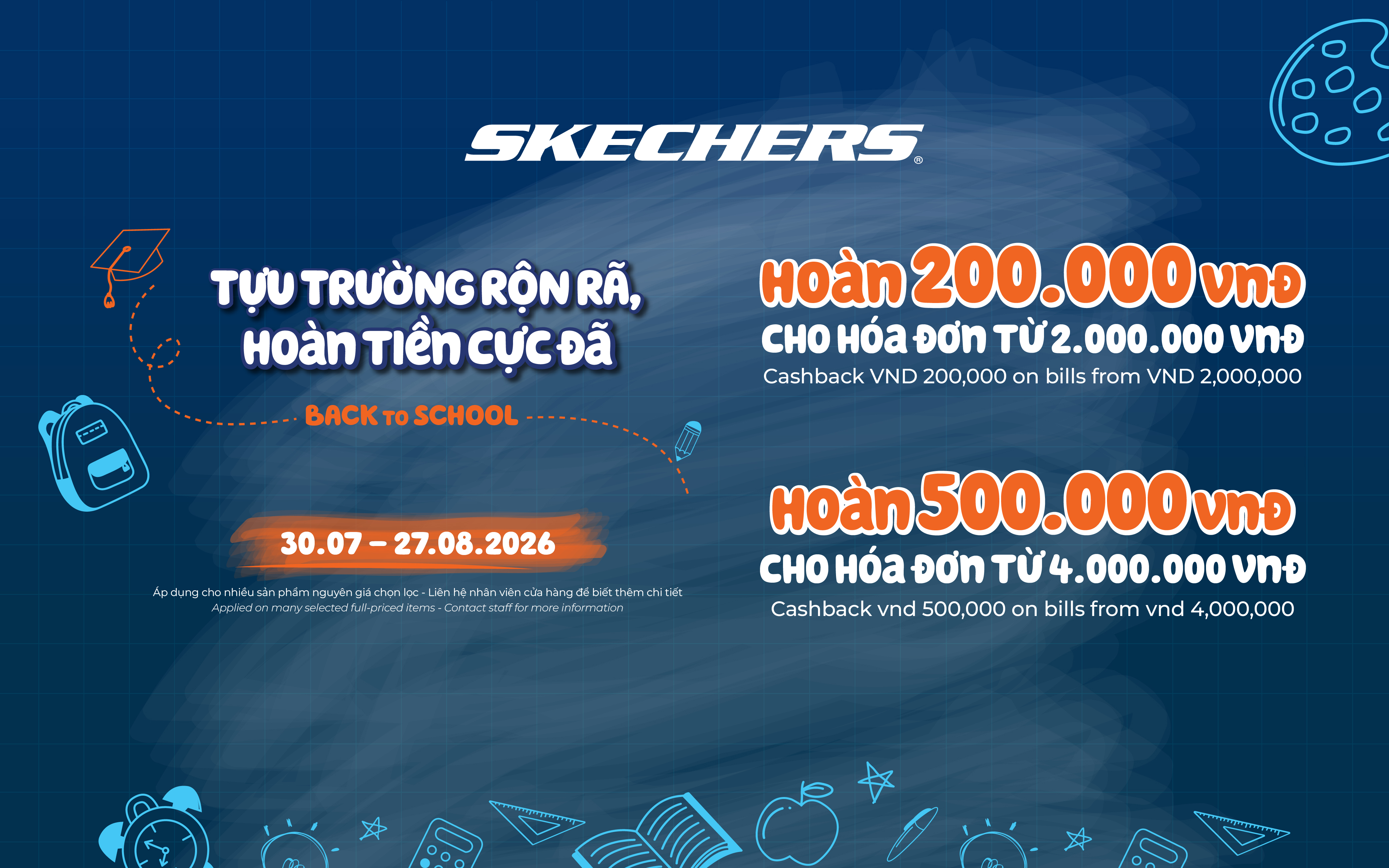 TỰU TRƯỜNG RỘN RÃ, HOÀN TIỀN CỰC ĐÃ TỪ SKECHERS