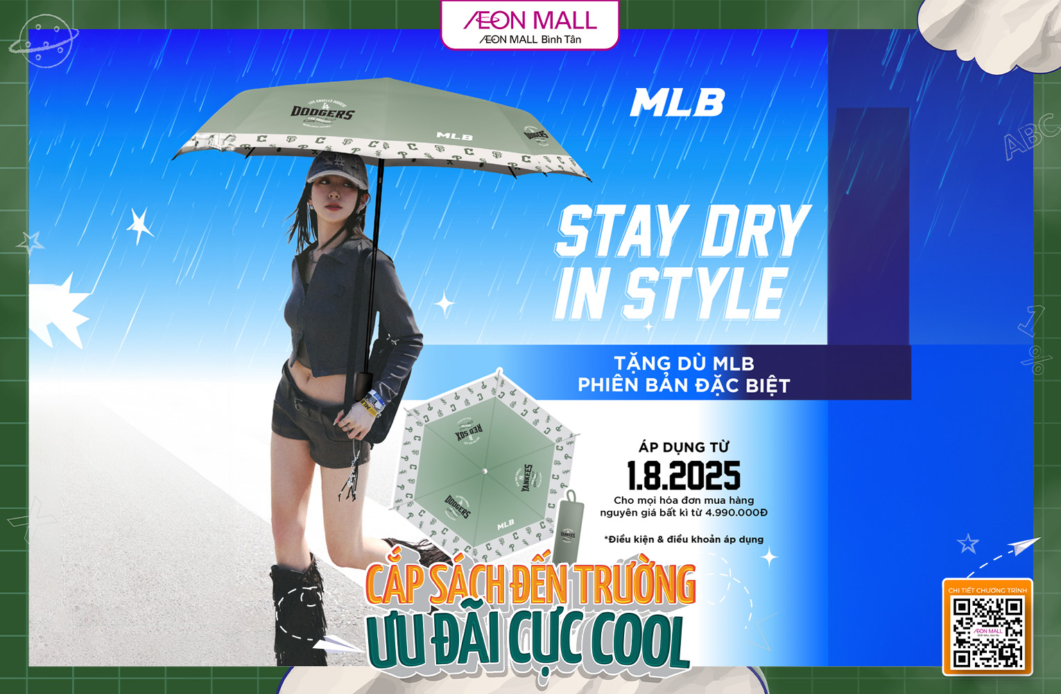 STAY DRY IN STYLE | TỰ DO LÊN ĐỒ, CHẲNG LO MƯA GIÓ | TẶNG NGAY 01 DÙ MLB PHIÊN BẢN ĐẶC BIỆT cho mọi hóa đơn mua hàng nguyên giá từ 4.990.000Đ*