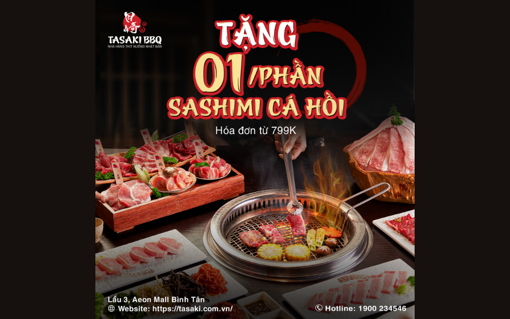 Tặng 1 phần Sashimi cá hồi trị giá 99,000VNĐ