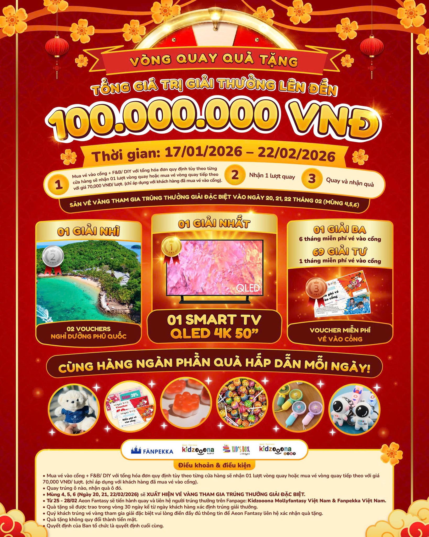 VÒNG QUAY QUÀ TẶNG TẾT – LỘC XUÂN NGẬP TRÀN TẠI KIDZOOONA