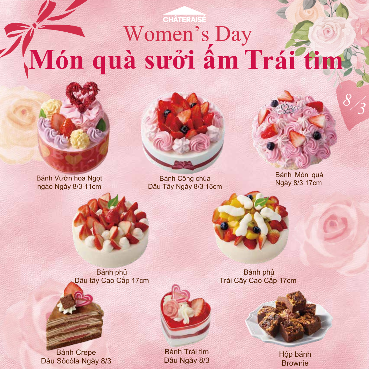 Bạn đã sẵn sàng chào mừng Ngày Phụ Nữ với bánh và quà tặng từ Châteraisé chưa?