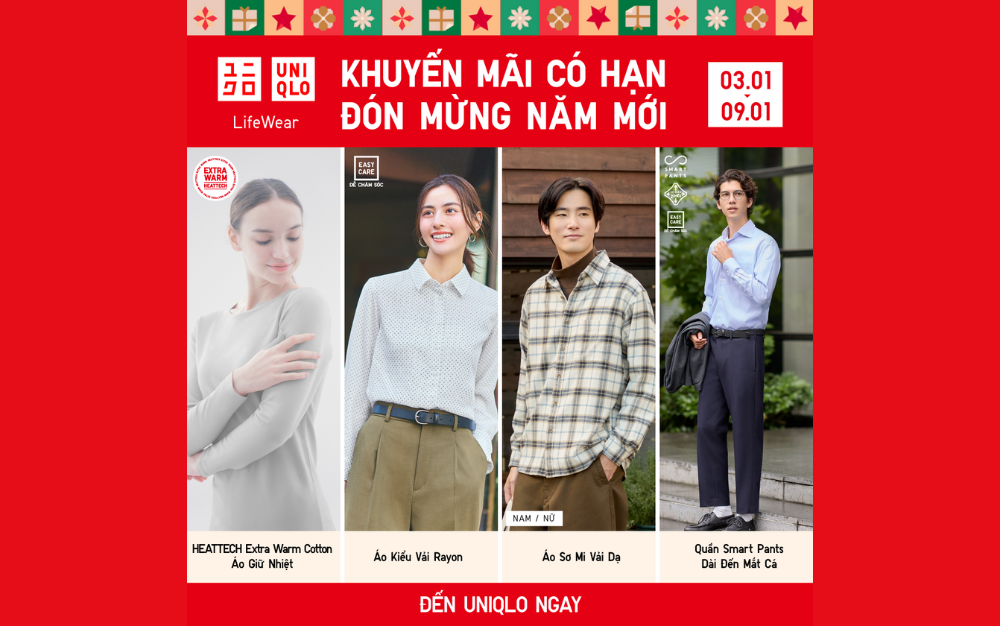 ĐÓN MỪNG NĂM MỚI CÙNG UNIQLO VỚI KHUYẾN MÃI CÓ HẠN TỪ 03 - 09.01.2025