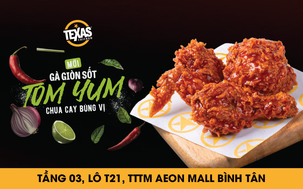 Khám phá hương vị mới cùng GÀ GIÒN SỐT TOM YUM tại Texas Chicken.