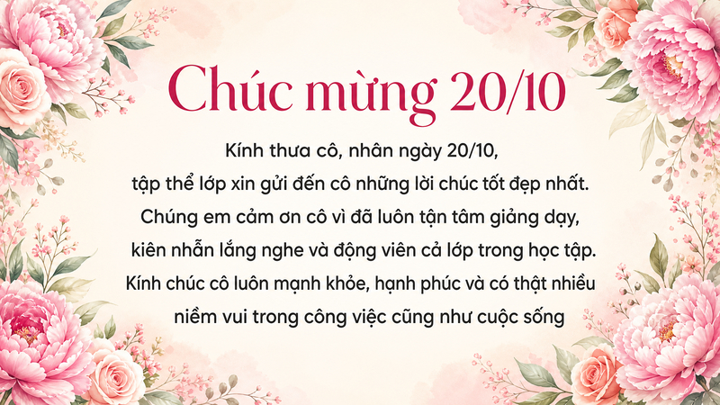 Gợi ý bài phát biểu ngắn gọn, xúc động để gửi lời tri ân đến cô giáo trong ngày 20/10.