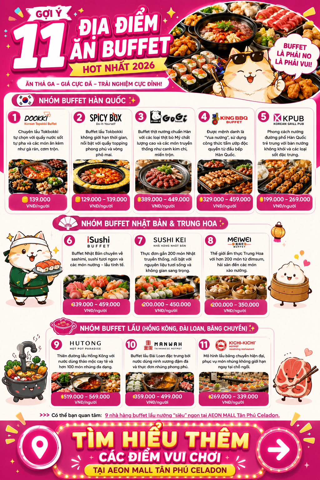 11 quán buffet ngon, giá tốt tại AEON MALL Tân Phú Celadon