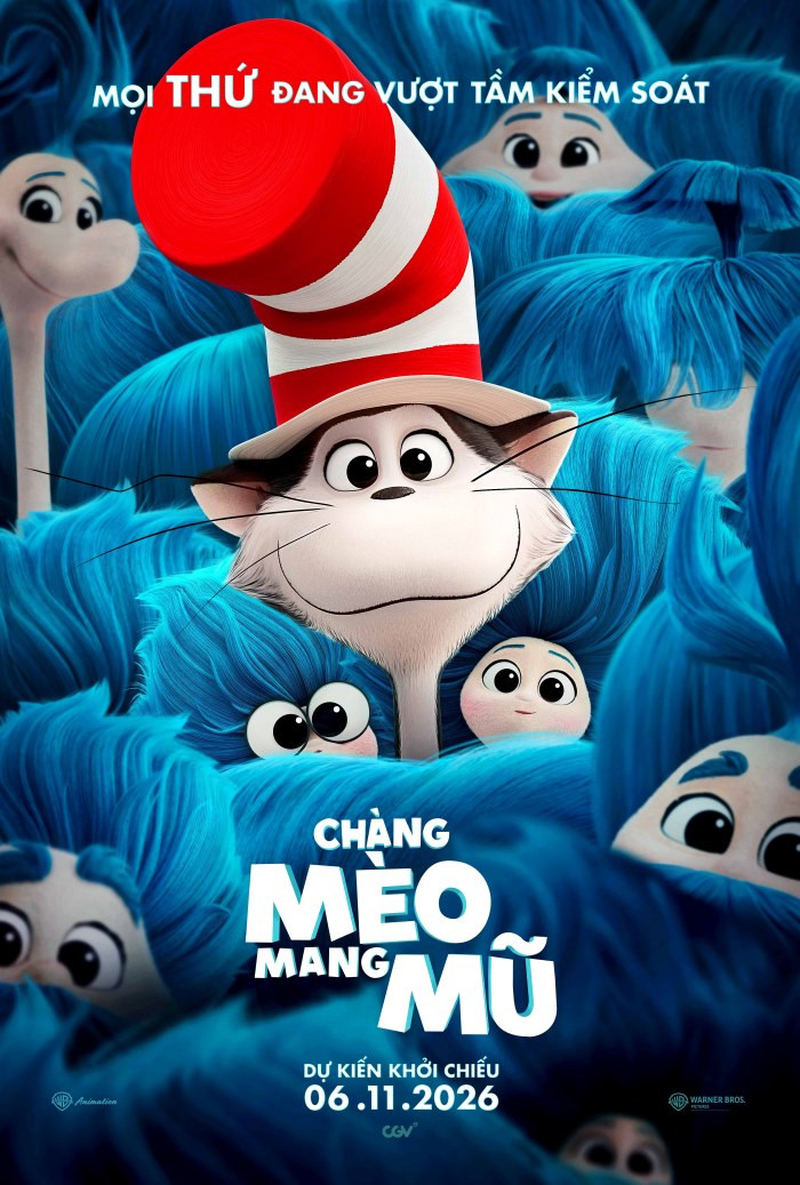 Chàng Mèo Mang Mũ đưa khán giả bước vào thế giới hoạt hình đầy màu sắc với phép màu, trí tưởng tượng và những cuộc phiêu lưu bất ngờ (Nguồn: Internet).