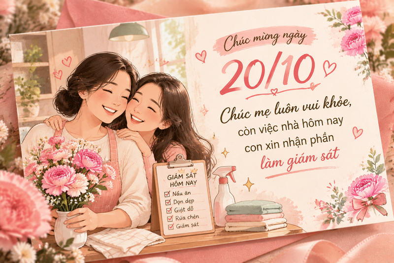 Một lời chúc dí dỏm, vui vẻ có thể mang đến tiếng cười và tạo thêm không khí ấm áp trong ngày 20/10 bên gia đình.