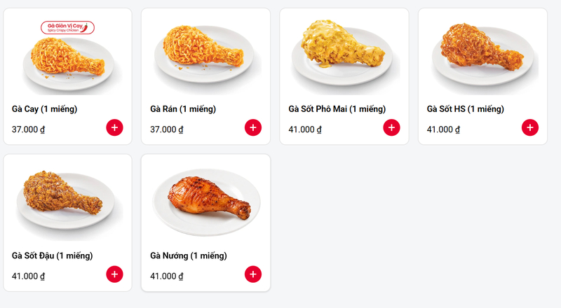 Các món gà rán Lotteria với lớp vỏ giòn, thịt gà mềm cùng nhiều loại sốt đặc trưng như H&S, phô mai, đậu nành.