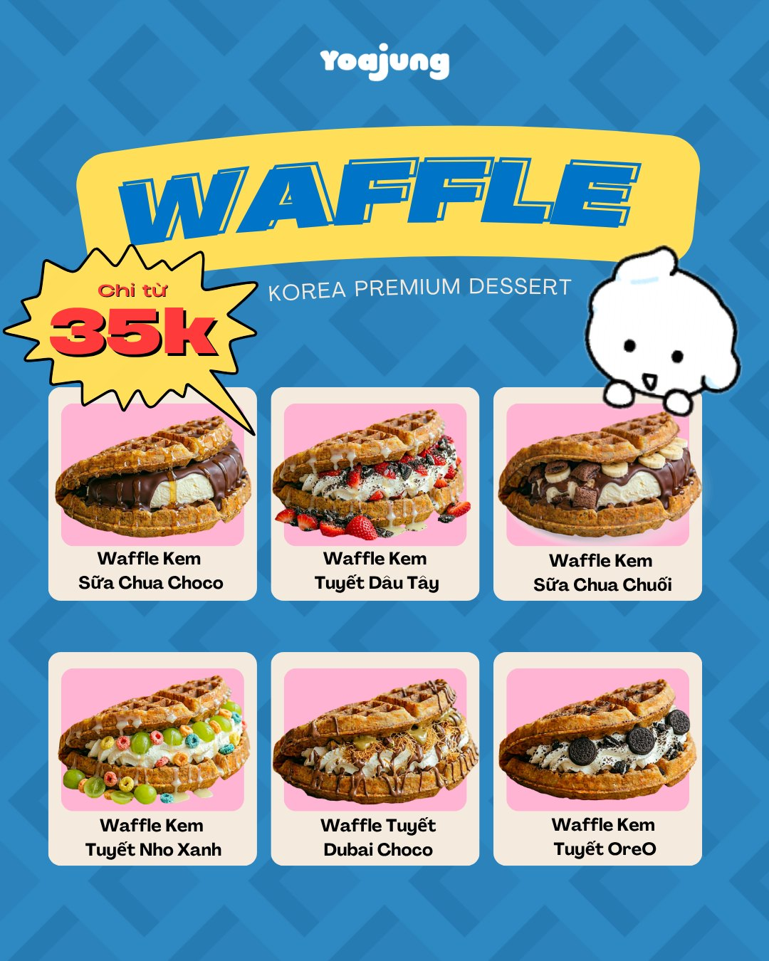 Bánh Croffle nướng nóng hổi ăn kèm kem sữa chua lạnh (Nguồn: Internet)
