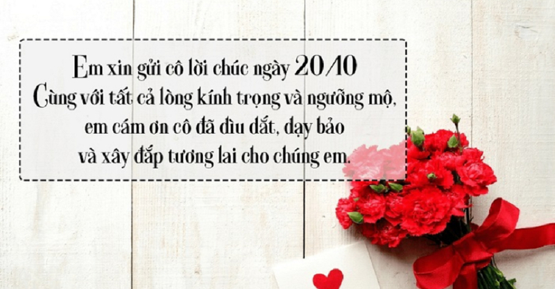Hình ảnh hoa hồng đỏ đi cùng lời chúc 20/10 thể hiện tình cảm và sự trân trọng. (Nguồn: Internet)