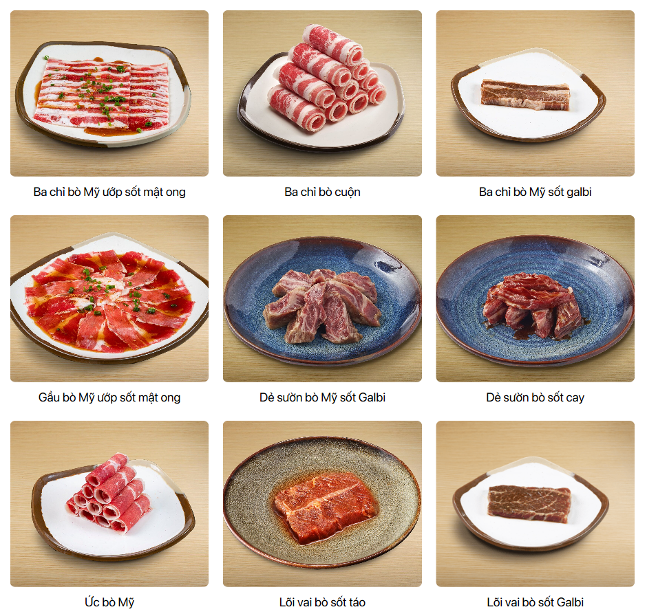 Các món bò buffet Xèo Xèo Classic