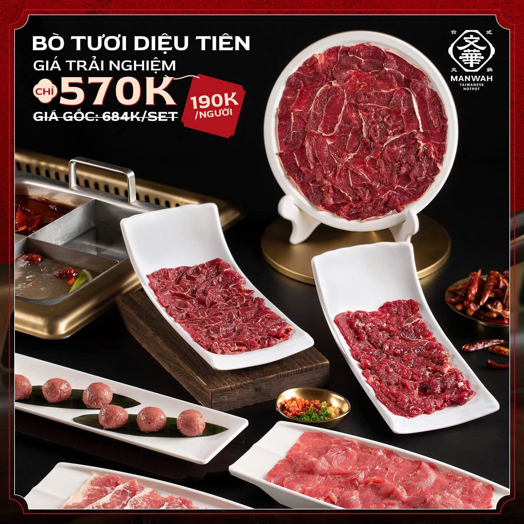 Set bò Diệu Tiên với sự kết hợp hài hòa giữa nạc và mỡ (Nguồn: Internet)
