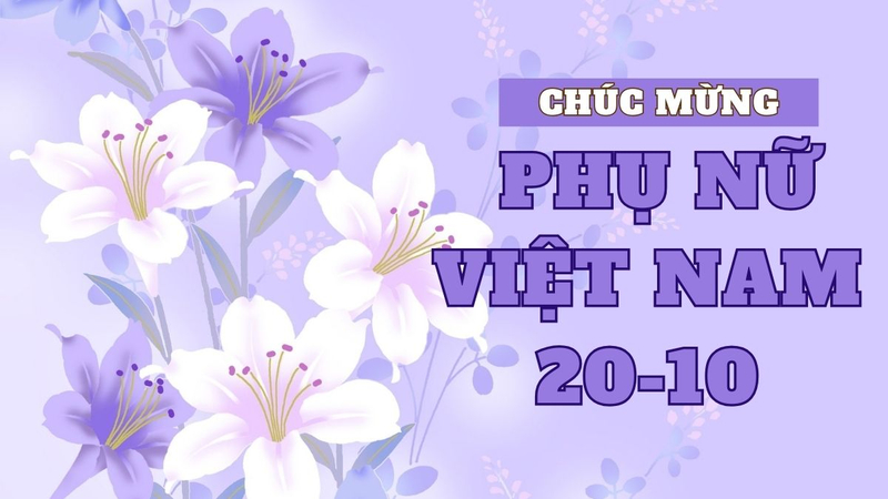 Mẫu background 20/10 màu tím với hoa trang trí, tạo cảm giác dịu dàng và sang trọng. (Nguồn: Internet)