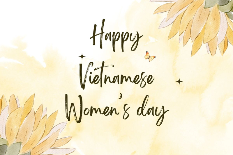Background 20/10 phong cách tối giản với họa tiết lá vàng và chữ viết tay thanh lịch. (Nguồn: Internet)