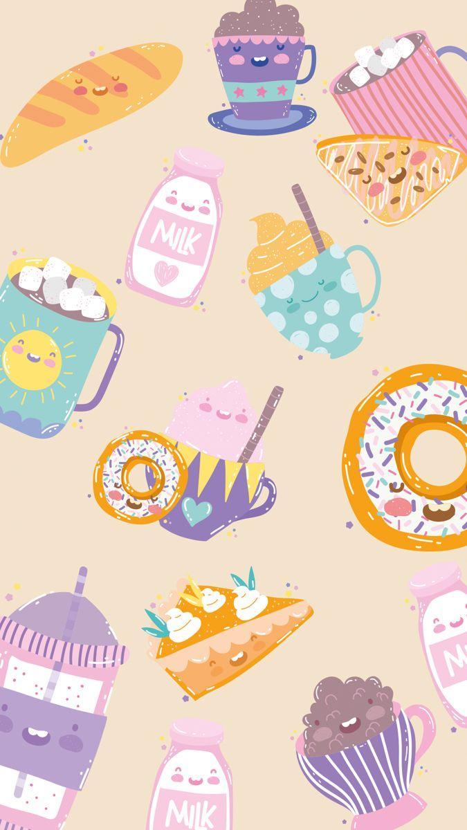Hình nền iPhone cute đồ ăn dễ thương với phong cách ngọt ngào và sinh động (Nguồn: Internet)