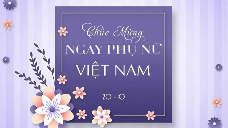 Background 20/10 tông tím đậm với hoa văn trang trí, phù hợp cho thiết kế trang trọng. (Nguồn: Internet)