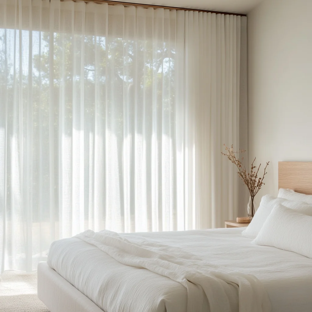 Sử dụng rèm voan trắng đục tăng sự riêng tư, tinh tế (Nguồn: Internet)