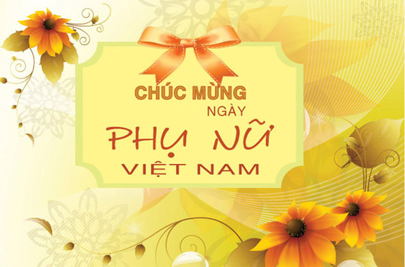 Mẫu background 20/10 tông vàng nhẹ với hoa cúc và khung lời chúc trang trọng. (Nguồn: Internet)