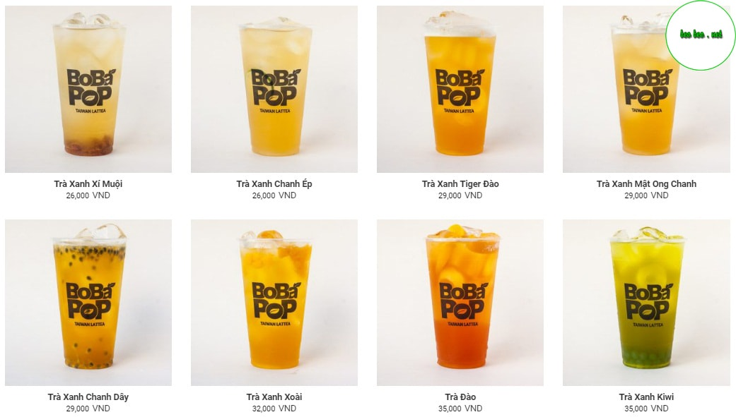 Menu trà đặc biệt đậm chất Bobapop được mix vị độc đáo (Nguồn: Internet)