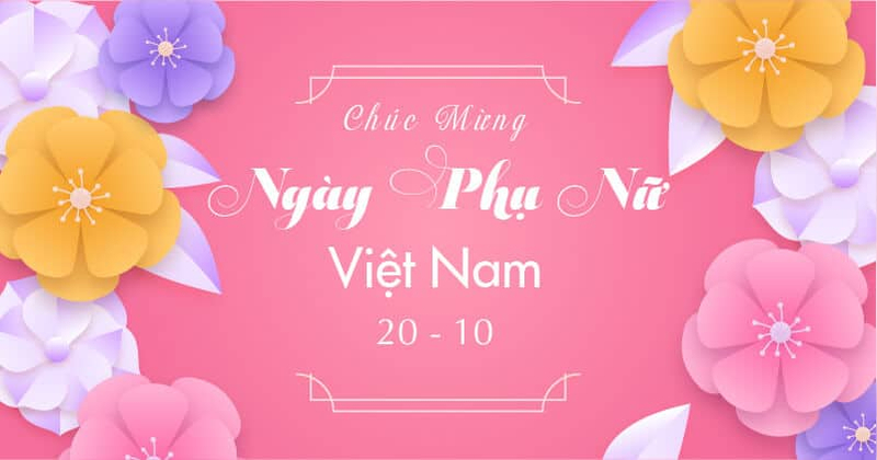 Mẫu background 20/10 màu hồng với hoa giấy nổi bật, phù hợp cho lời chúc ngọt ngào. (Nguồn: Internet)