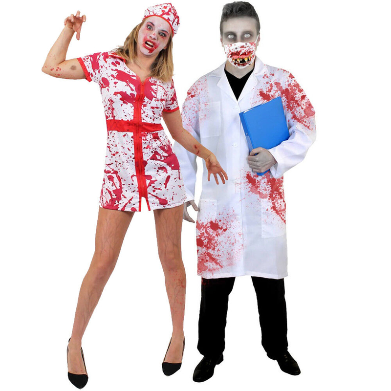 Cặp đôi bác sĩ và bệnh nhân zombie tạo nên kịch bản hóa trang hài hước. (Nguồn: Internet)