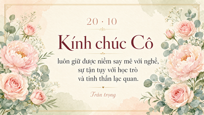 Những lời chúc trang trọng phù hợp để gửi đến cô giáo trong ngày Phụ nữ Việt Nam 20/10