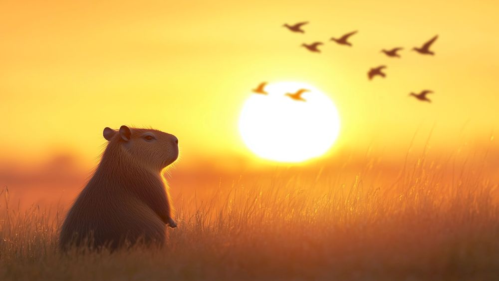 Hình nền máy tính Capybara độ phân giải 4K mang đến vẻ đẹp sắc nét và sự thư giãn tối đa cho góc làm việc (Nguồn: Internet)