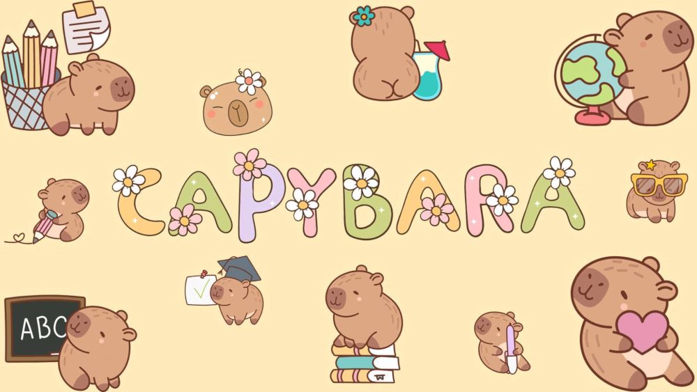 Hình nền máy tính Capybara độ phân giải 4K mang đến vẻ đẹp sắc nét và sự thư giãn tối đa cho góc làm việc (Nguồn: Internet)