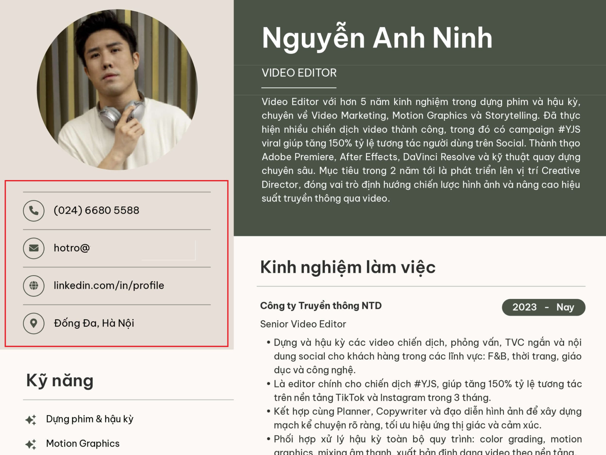 Phần thông tin cá nhân trong CV (Nguồn: Internet)